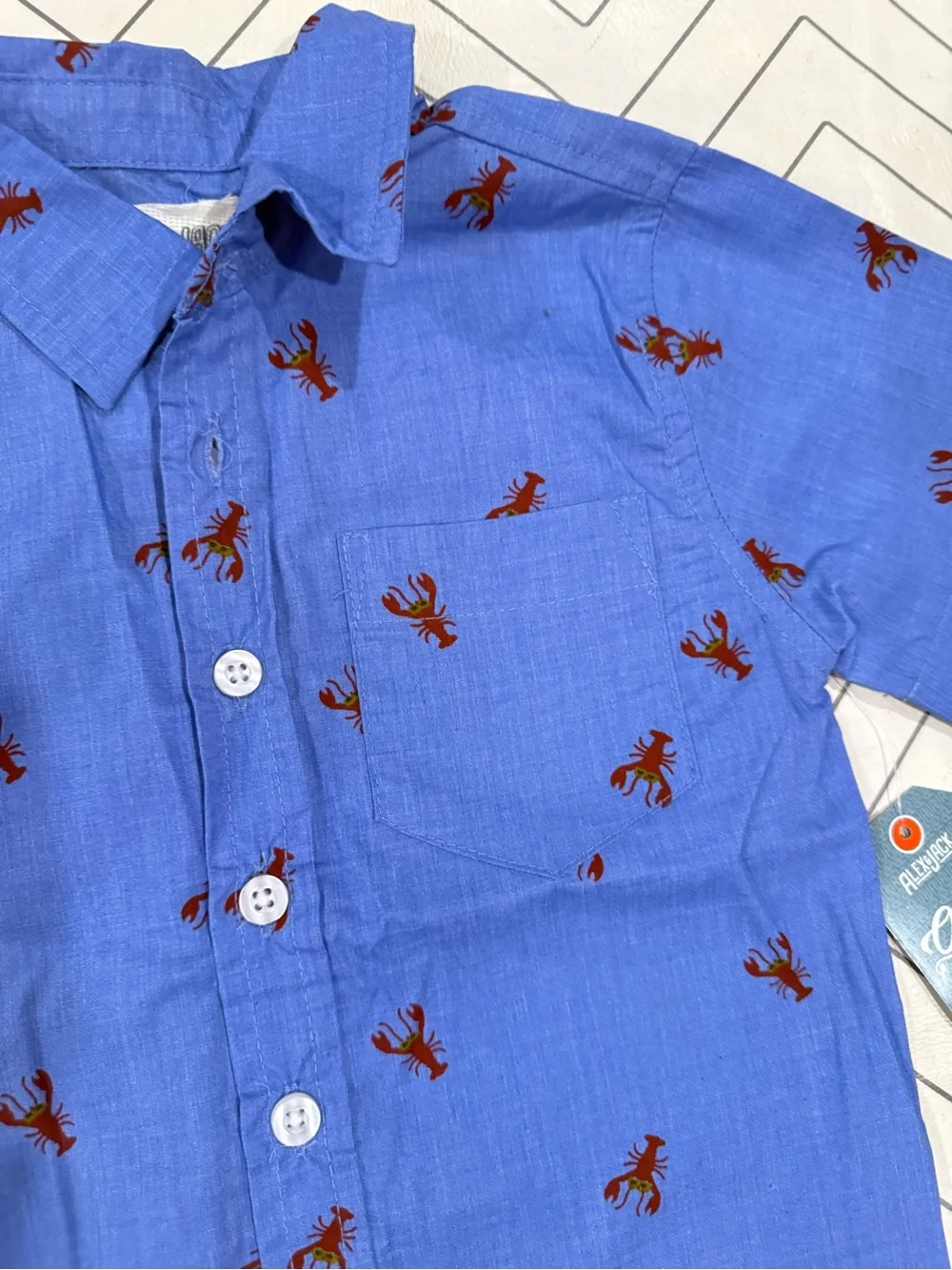 NWT Alex & Jack Short-Sleeve Button-Up Shirt with Lobster Print